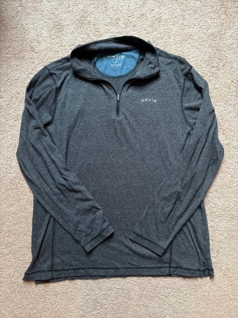 Orvis Men’s Gray Long Sleeve Quarter Zip Top Size Medium